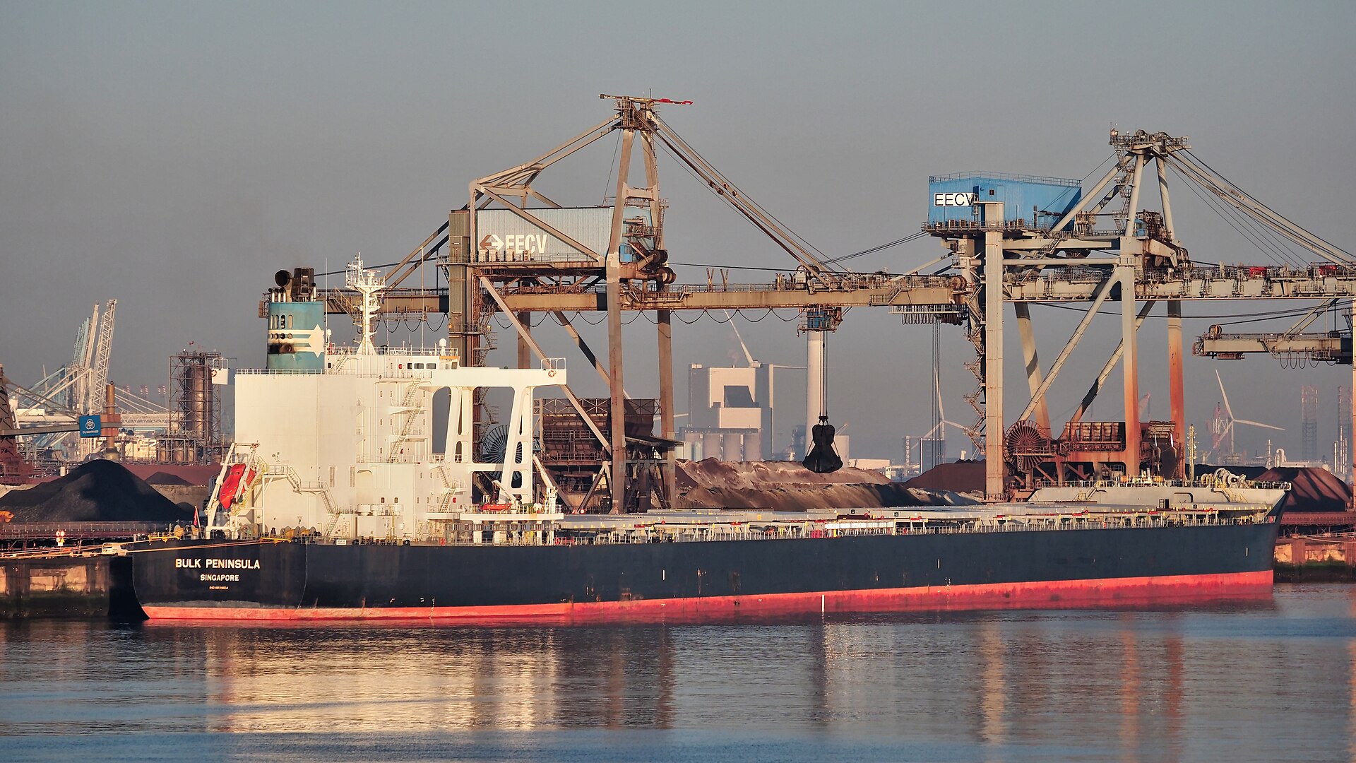 Bulk carrier loading at a grain terminal