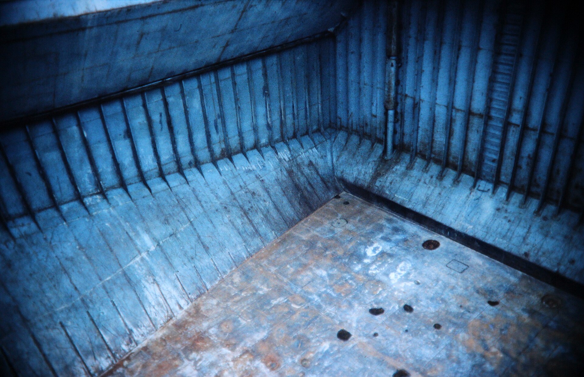 Cargo hold interior during a cleanliness inspection