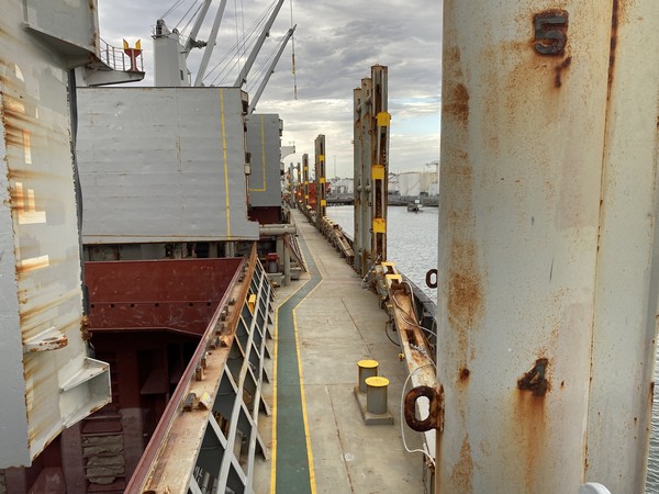 On deck during a vessel inspection