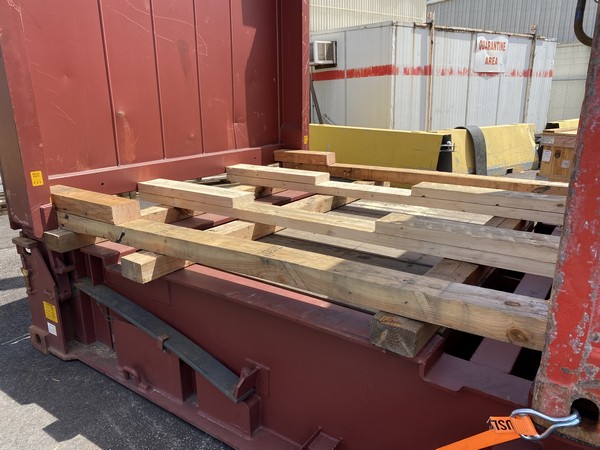 Timber cradles secured on a flat rack